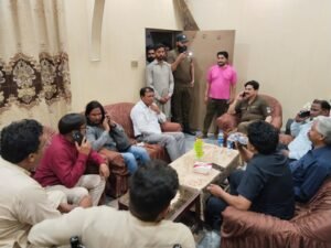 A late night meeting with the police offcials, community members in Saleem Colony. Gujranwala on 13.04.2024