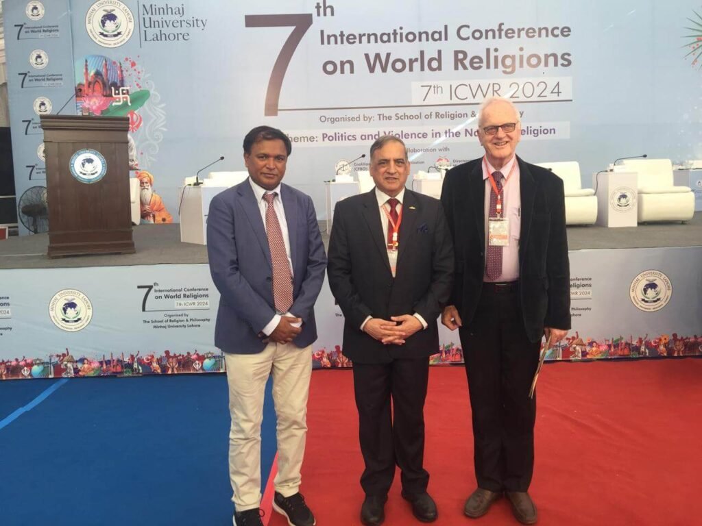 A photograph with Respected Prof. Dr. Sajid Mahmood Shahzad, Vice Chancellor, Minhaj University Lahore, and Respected Prof. Dr. Herman Roborgh,