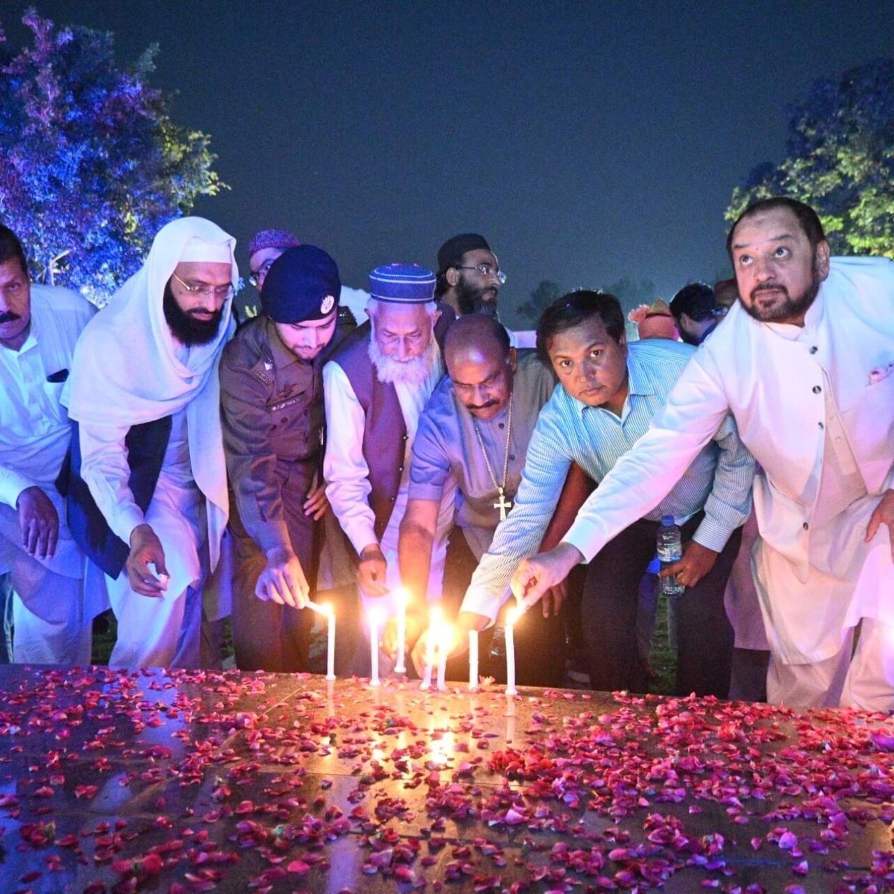 A candlelight vigil for Martyred Armed and Police Officials Lines on May 16, 2025