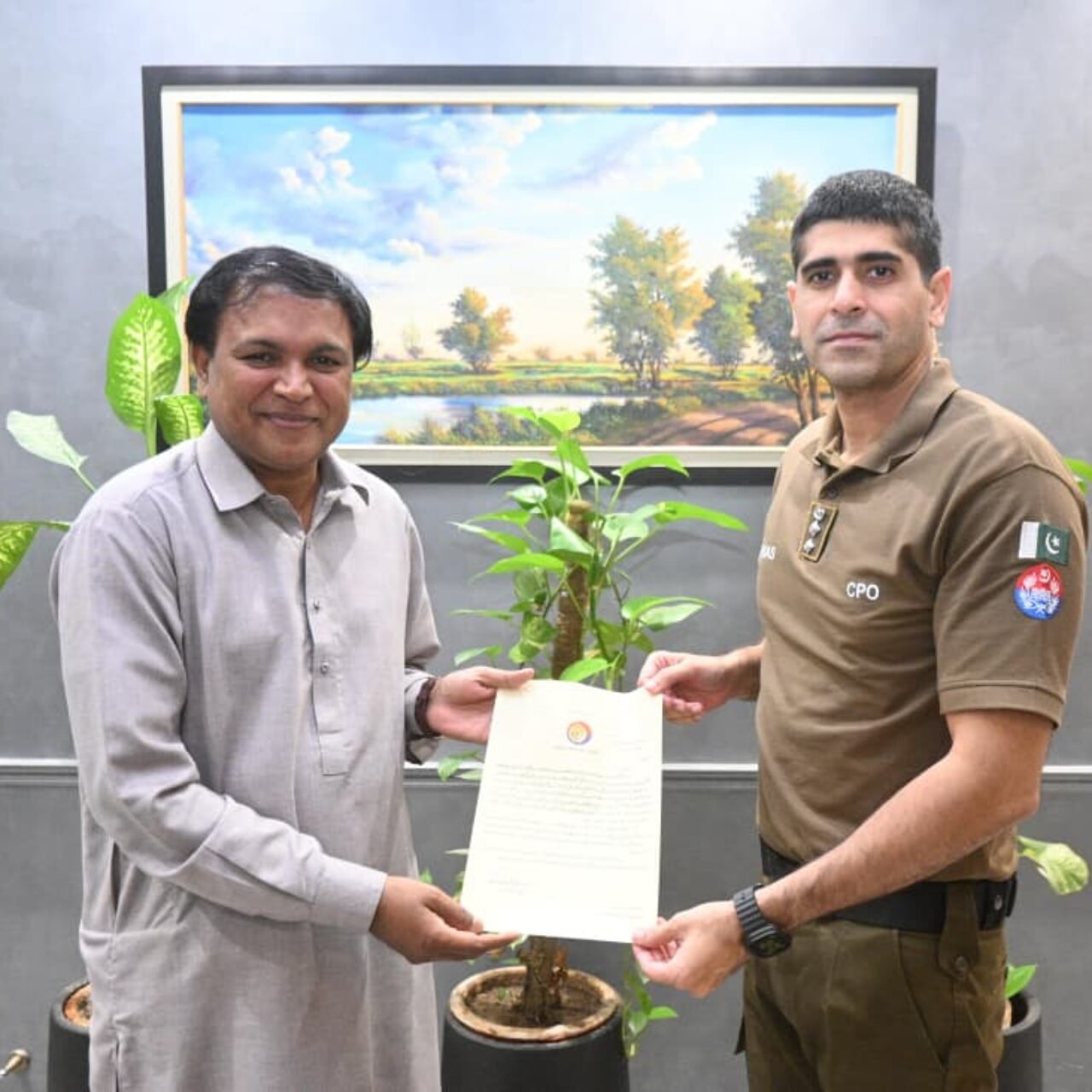 The City Police Officer Presented A Happy Easter Letter